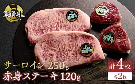 熊野牛 セット サーロイン 250g 2枚 赤身ステーキ 120g 2枚 【入金確認後10日以内に発送】和歌山県和歌山市29000肉牛肉