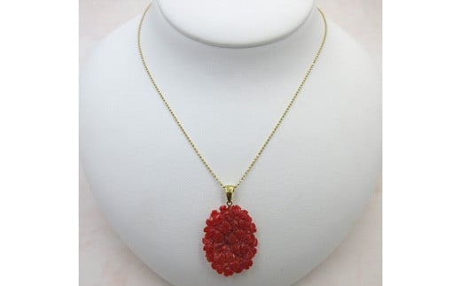 土佐沖血赤珊瑚ペンダント8【彫り・花】高知県宿毛市520000衣類・装飾品・工芸品アクセサリー