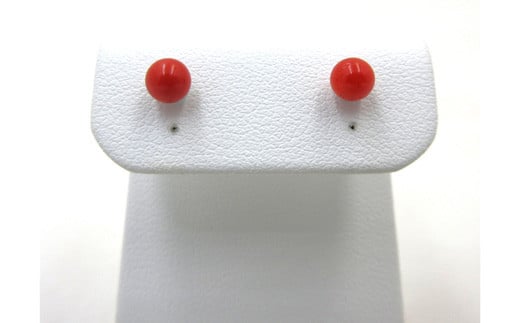 土佐沖赤珊瑚 約4.25〜4.5mm玉 シルバー ピアス (fpi-194)高知県宿毛市34000衣類・装飾品・工芸品アクセサリー