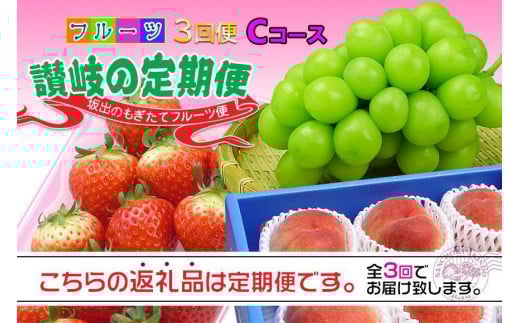 【定期便3回Cコース】 フルーツ セット 定期便 ( いちご 約250g × 4パック & 桃 約2kg & シャインマスカット 1房 約600g以上 × 3ヶ月 ) |産直あきんど 坂出産 創業100年香川県坂出市36000果物・フル