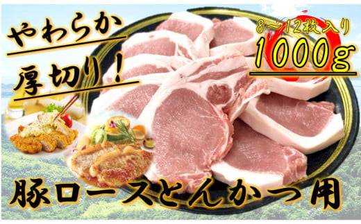 柔らか厚切り!豚ロースとんかつ用 1kg(8〜12枚入り)香川県坂出市10000肉豚肉