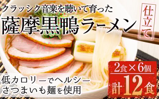 国産!鹿児島県曽於市産の薩摩黒鴨ラーメン(2食入×6個・計12食) ラーメン 低カロリー 国産【日本有機】A136-v01鹿児島県曽於市15000麺ラーメン