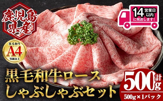 <14営業日以内発送!>鹿児島県産黒毛和牛ロース しゃぶしゃぶ用セット (計500g・500g×1) 国産 牛肉 しゃぶしゃぶ【肉のちょーさん】A953鹿児島県曽於市20000肉牛肉
