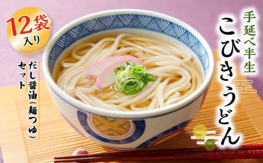 手延べ半生こびきうどん 12袋入り だし醤油(麺つゆ) 4本付香川県小豆島町18000麺うどん