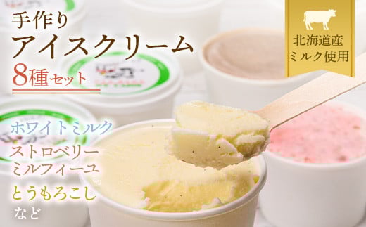 北海道産 南幌町 手作りアイスクリーム 120ml×8個セット (おまかせ詰め合わせ) NP1-292北海道南幌町15000菓子・スイーツその他 和菓子