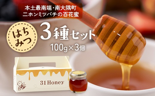 はちみつ 蜂蜜 3種 セット(100g×3個)31 Honey《数量限定》 MM-1 |国産 はちみつ ハチミツ 蜂蜜 養蜂 ハニー 百花蜜 百花はちみつ 日本みつばち 天然 非加熱 産地直送 鹿児島県 南大隅町 南大隅