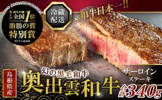 全国大会W受賞!奥出雲和牛サーロインステーキ170g×2枚 【牛肉 霜降り ステーキ サーロインステーキ ステーキ肉 サーロイン 黒毛和牛 170g 2枚】島根県奥出雲町20000肉牛肉