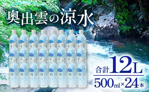 奥出雲の涼水500ml×24本【ミネラルウォーター 500ml 水 天然水 ミネラル 溶存酸素 24本 常備水 防災 安心 安全 非加熱 キャンプ アウトドア ペットボトル】島根県奥出雲町20000お茶・飲料水・ミ