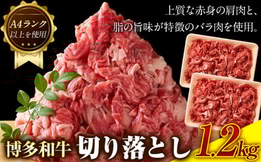 博多和牛切り落とし 1.2kg (600g×2パック)《30日以内に出荷予定(土日祝除く)》小竹町 博多和牛 株式会社MEAT PLUS 牛肉 牛肩 バラ A4ランク 以上使用 厳選福岡県小竹町16500肉牛肉