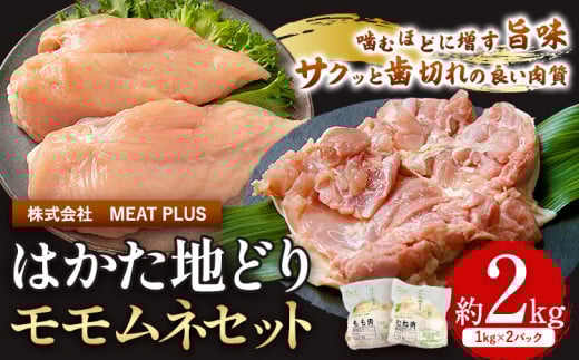 鶏肉 はかた地どり モモムネセット もも肉 むね肉 2kg 《30日以内に出荷予定(土日祝除く)》 株式会社MEATPLUS 福岡県 鞍手郡 小竹町 地鶏 鶏肉 とり肉福岡県小竹町15500肉鶏肉