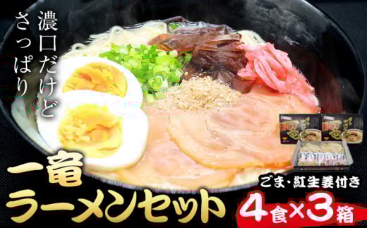 一竜ラーメンセット 合計12食 (4食入×3箱) 株式会社木村食品《30日以内に出荷予定(土日祝除く)》福岡県 小竹町 ラーメン らーめん 麺 スープ付き 福岡県小竹町11000麺ラーメン