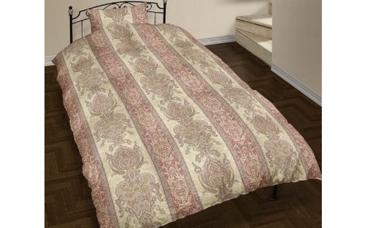 羽毛布団 シングル掛 ホワイトダックダウン90% たっぷり1.5キログラム使用(ペイズリーピンク)岐阜県大野町99000雑貨・日用品寝具・タオル