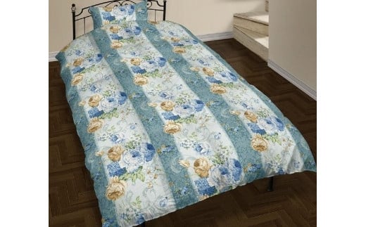 羽毛布団 シングル掛 ホワイトダックダウン90% たっぷり1.5キログラム使用(バラブルー)岐阜県大野町99000雑貨・日用品寝具・タオル
