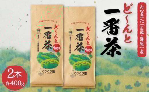 ど〜んと「一番茶」 400g × 2本 茶葉 緑茶 ぐりぐり園熊本県水俣市12000お茶・飲料お茶