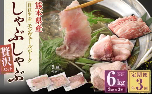 【 定期便 年3回 隔月】 モンヴェールポーク しゃぶしゃぶ 贅沢 セット 計 2kg熊本県水俣市72000肉豚肉