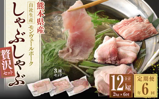 【 定期便 年6回 隔月】 モンヴェールポーク しゃぶしゃぶ 贅沢 セット 計2kg熊本県水俣市144000肉豚肉