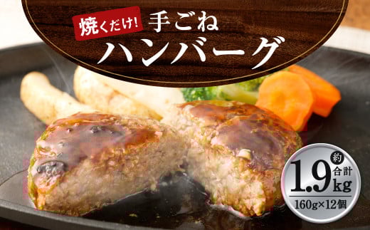 手ごね ハンバーグ 約1.92kg(160g×12個)牛肉 豚肉熊本県水俣市12000肉加工肉(ハム・ソーセージ等)