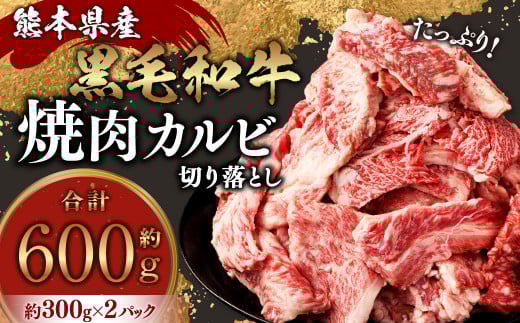 熊本県産黒毛和牛 焼肉 カルビ 切り落とし 約600g(300g×2パック)牛肉 肉熊本県水俣市12000肉牛肉