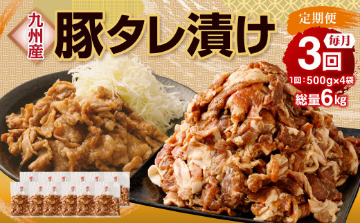 【3ヶ月定期便】 九州産豚 タレ漬け 合計2kg 500g×4袋 ×3回 総計6kg 豚肉 小間切れ コマ切れ 肉 タレ 冷凍 豚 小分け 簡単調理 定期便 3回 国産 九州産 熊本県 水俣市熊本県水俣市32000肉豚肉