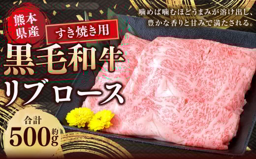 熊本県産 黒毛和牛 すき焼き用 リブロース 約500g 国産 熊本 和牛 牛肉 牛 ロース 肉 お肉 すき焼き 冷凍熊本県水俣市33000肉牛肉