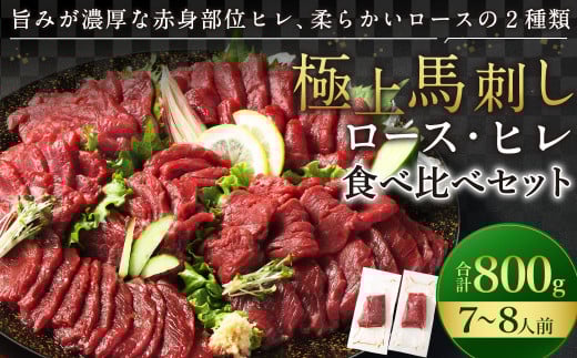 【フジチク ふじ馬刺し】極上馬刺し ロース・ヒレ食べ比べセット(7〜8人前/各400g)合計800g 2種 食べ比べ 馬刺し 赤身 ロース ヒレ 馬肉 熊本県熊本県水俣市47000肉ジビエ