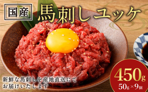 【フジチク】国産馬刺しユッケ 50g×9 合計450g おつまみ 馬刺し 馬肉 馬 赤身 ユッケ 熊本県熊本県水俣市16000肉ジビエ