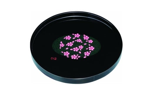 木製丸盆 30cm 黒 花咲小路【YG393】和歌山県海南市37500雑貨・日用品食器・グラス