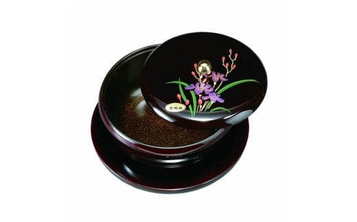 7.0寸 丸盆付菓子器 溜 山路(盛絵・内梨子地塗)【YG88】和歌山県海南市25500雑貨・日用品食器・グラス