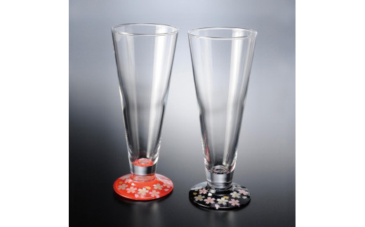 ぬりもん de Verre ピルスナーグラス 蒔絵 桜 ペア和歌山県海南市24000雑貨・日用品食器・グラス