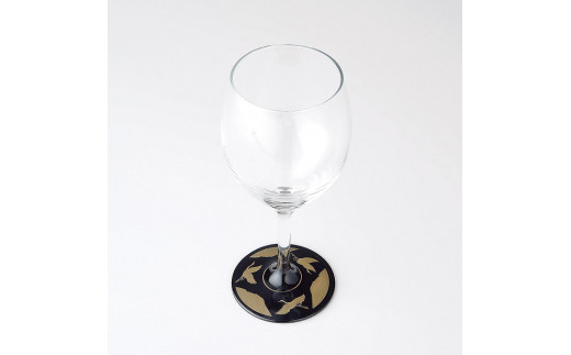 ぬりもん de Verre ワイングラス 万葉鶴 黒和歌山県海南市14000雑貨・日用品食器・グラス