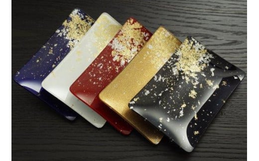金銀箔ちらし角小皿5枚セット和歌山県海南市100000衣類・装飾品・工芸品その他 装飾品・工芸品