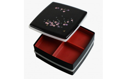 重箱 仕切り付き 重箱 オシャレ 重箱 おしゃれ 正月【24cm】二段 四角 黒 桜 シール中蓋付き和歌山県海南市16000衣類・装飾品・工芸品その他 装飾品・工芸品