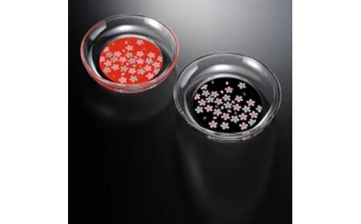 みよし漆器本舗 小皿 2枚組 14.8cm 紀州塗り ぬりもん de Verre 丸小皿 蒔絵 桜 赤 黒 直径14.8×2cm和歌山県海南市17500雑貨・日用品食器・グラス