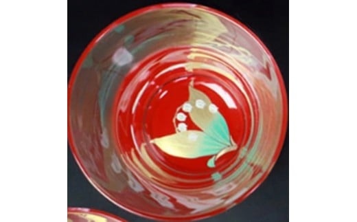 みよし漆器本舗 ぬりもん de Verre フリーグラス 単品 210ml 蒔絵 紀州塗り 赤/スズラン和歌山県海南市9500雑貨・日用品食器・グラス