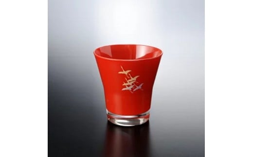 みよし漆器本舗 紀州塗り ぬりもん de Verre フリーグラス 蒔絵 千羽鶴 赤 210ml和歌山県海南市10500雑貨・日用品食器・グラス