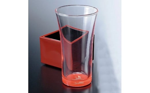 みよし漆器本舗 紀州塗り ぬりもん de Verre 一口グラス マスセット 赤(鶴) グラス:100ml/マス:90ml和歌山県海南市8000雑貨・日用品食器・グラス