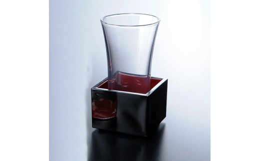 みよし漆器本舗 紀州塗り ぬりもん de Verre 一口グラス マスセット 黒(亀) グラス:100ml/マス:90ml和歌山県海南市8000雑貨・日用品食器・グラス