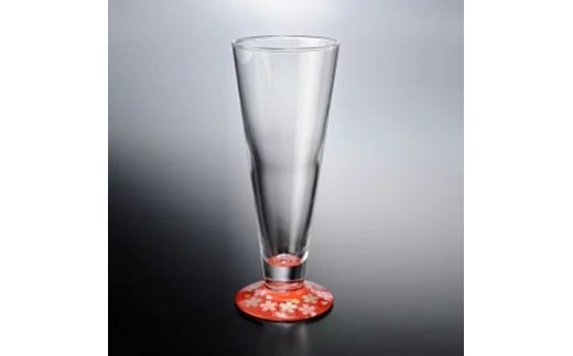 みよし漆器本舗 紀州塗りビールグラス ぬりもん de Verre 蒔絵 桜 赤 285ml和歌山県海南市11500雑貨・日用品食器・グラス