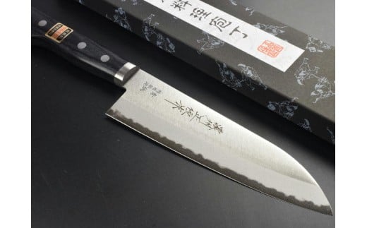 H25-10 青紙三徳包丁165mm 濃州正恒作 黒合板柄 口金付(CA-801M)岐阜県関市33000雑貨・日用品調理器具