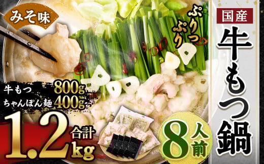 【2026年3月発送】国産 牛もつ鍋 8人前 ちゃんぽん 濃縮スープ付(みそ味)福岡県遠賀町10500鍋セット・総菜・加工食品カレー・シチュー