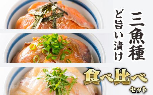 3種の魚の漬け丼 食べ比べセット <お試し商品> ふるさと納税 魚 冷凍 加工品 惣菜 おすすめ おいしい 刺身 おせち セット 産地直送 国産 海鮮 漬け 真空パック 小分け 惣菜 人気 海鮮丼