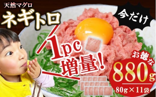 今だけ増量!ネギトロ (まぐろたたき) 880g (80g ×11袋) セット小分け 天然まぐろ ネギトロ ねぎとろ ネギトロ丼 手巻き寿司 軍艦 寿司 まぐろたたき 天然 まぐろ マグロ 冷凍 魚介