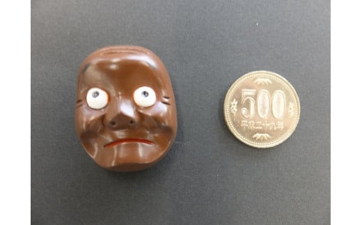 ミニチュア石岡の祭り面 ひょっとこ (一文字:茶色) ※ 裏ピン付 関東三大祭り 石岡のおまつり 伝統工芸 手作りミニチュア面 面裏ピン付 コレクション お守り 縁起物 記念品 茨城県 石岡