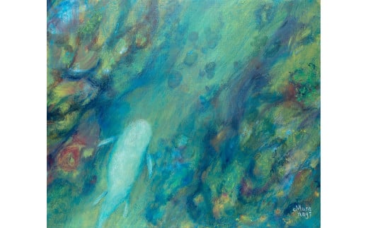 ムラナギ絵画作品No.1451『あの夏、僕らの居た場所』 一点物 アクリル原画 幻想世界 アート作品 F8キャンバス仕様 壁掛け 棚置き 可能 絵 作品 アート 芸術品 コレクション 原画 飾り インテ