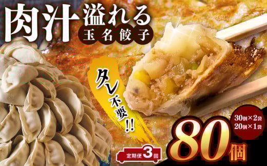 【 定期便 3回 】タレ不要? 肉汁 溢れる『 玉名餃子 』 80個 (30個×2袋、20個×1袋)| 餃子 ぎょうざ お手軽 小分け 冷凍 冷凍食品 おかず 豚肉熊本県玉名市30000鍋セット・総菜・加工食品総菜