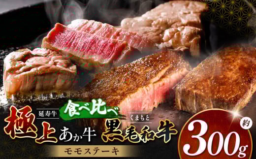 熊本県産 あか牛 「-延寿牛-」 と 黒毛和牛 モモ ステーキ 食べ比べ 約 300g | 肉 にく お肉 おにく 牛 牛肉 延寿牛 和牛 ステーキ セット 熊本県 玉名市熊本県玉名市16000肉牛肉