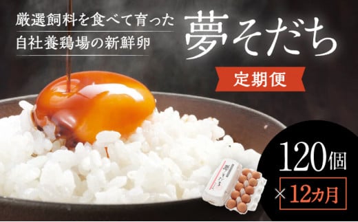 C-3 【12か月定期便】お届け日時の指定可能「夢そだち120個」厳選飼料を食べて育った自社養鶏場の新鮮卵を♪兵庫県たつの市200000卵・乳製品卵(鶏、烏骨鶏等)