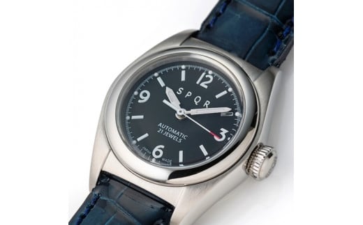 <腕時計 機械式>SPQR Ventuno fs 文字盤ブラック 【ケース】SS 【バンド】SOMES特製キャメルカーフ【腕時計 時計 ブランド SPQR スポール メンズ レディース 男女兼用 ギフト プレゼント 贈