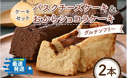 グルテンフリーのケーキセット バスクチーズケーキとおからショコラ 【お菓子 スイーツ ケーキ おやつ ギフト 贈答 美味しい 可愛い 取り寄せ お取り寄せ グルメ  おすすめ 冷凍 デザート