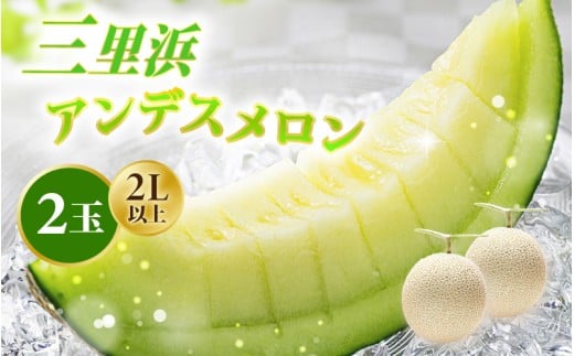 【先行予約】【数量限定】三里浜アンデスメロン 2L以上 × 2玉 【2026年6月下旬より順次発送】【メロン めろん フルーツ 期間限定 数量限定 旬 デザート 果物 くだもの 果実 赤肉 糖度 甘い ジ